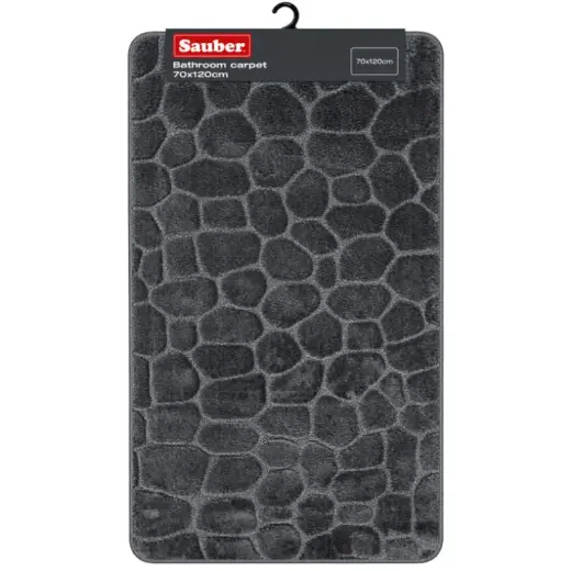 Bathroom rug 70x120 cm, dark grey stone pattern