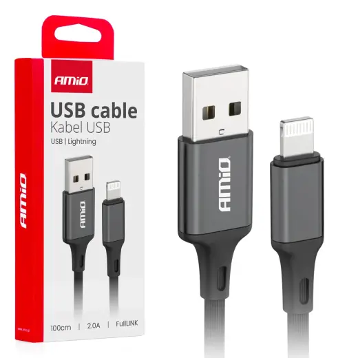AMiO AMIO-03901 duomenų perdavimo ir įkrovimo laidas | USB-A į Lightning | 10W | 1m