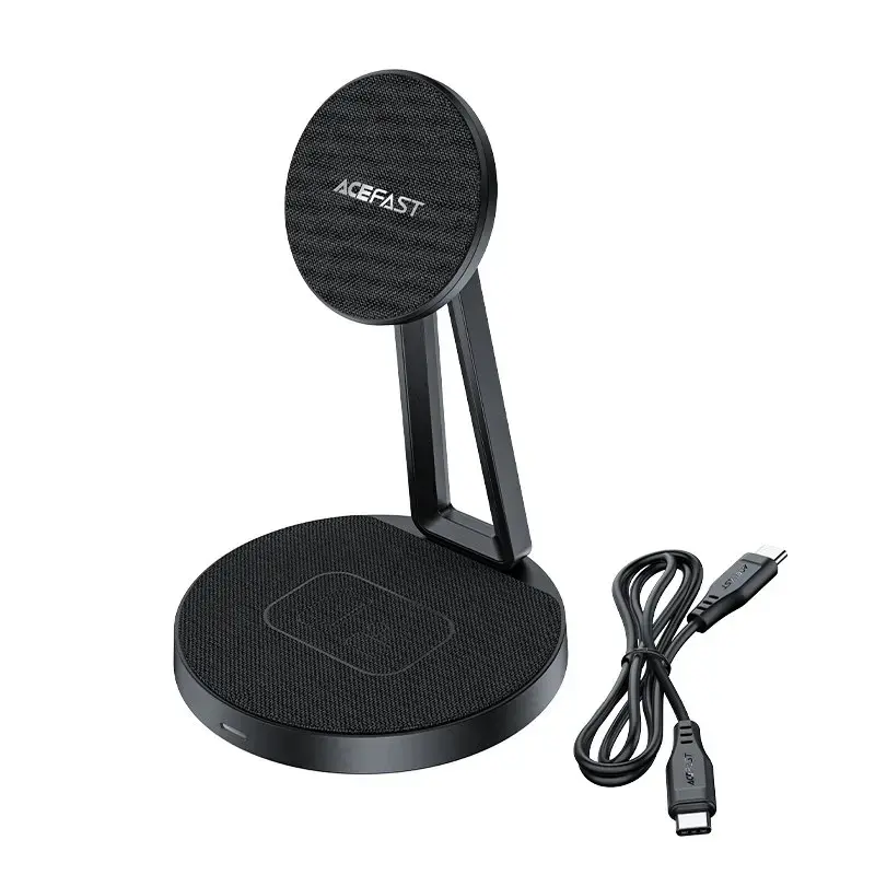 Acefast Qi Wireless Charger 15W for iPhone (with MagSafe) and Apple AirPods Stand Holder Magnetic Holder Black (E8 black)