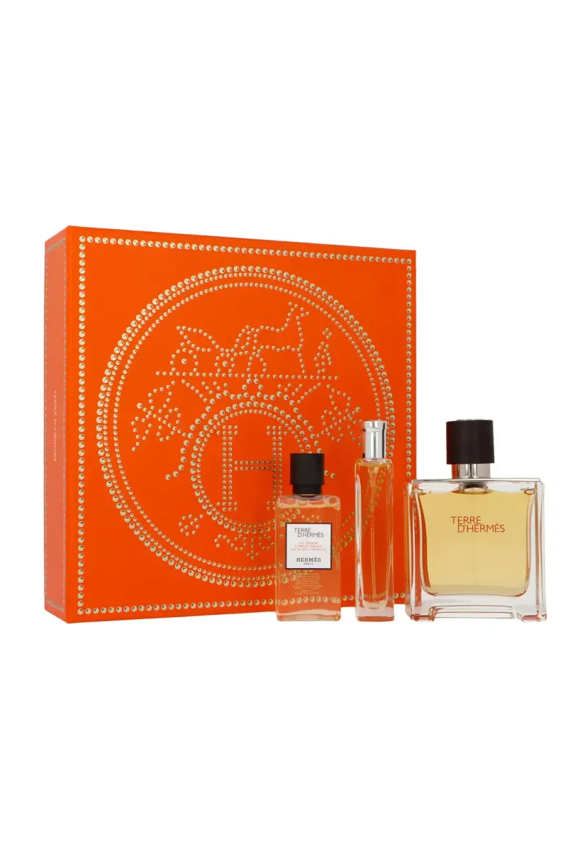 Set Hermes Terre D`Hermes Parfum 75ml + Parfum 15ml + Shower Gel Hair & Body 40ml