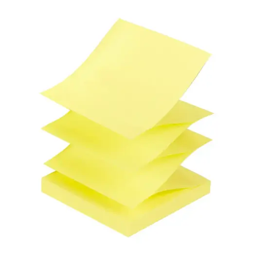 Piezīmju līmlapiņas FORPUS, Z-veida, 75 x 75 mm, dzeltenas, 100 lapiņas