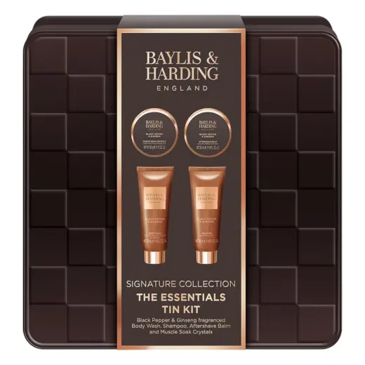 Baylis&Harding Pepe Nero&Ginseng Set Regalo Essenziale per Uomo W Scatola Di Latta