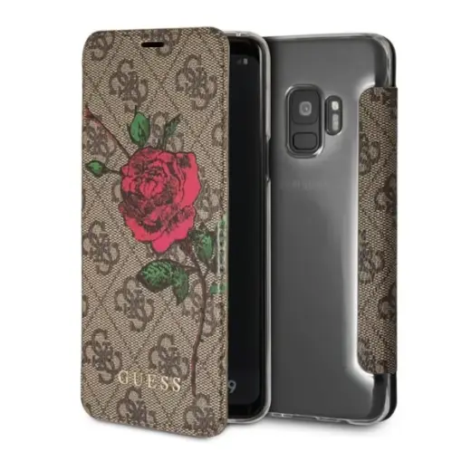 Guess GUFLBKS94GROB S9 G960 brown |brązowy book 4G Flower Desire