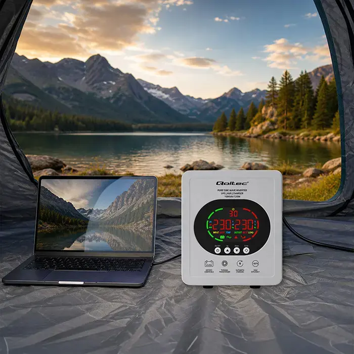 Qoltec Pure Sine Wave UPS | 1000VA/720W | 12/230V inverter with AVR | LCD | LiFePO4 AGM GEL