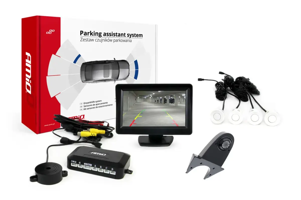 Parking assistant system TFT01 4,3" with HD-502-IR 4 sensors white
