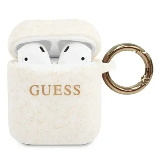 Guess GUACCSILGLWH AirPods cover biały|white Silicone Glitter