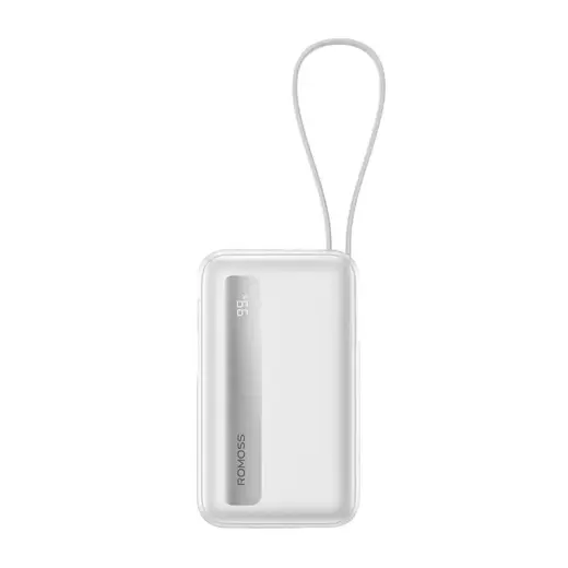 Romoss PPR20 ārējais akumulators (powerbank) | 20000 mAh | 22.5W | USB-C, Lightning, USB-A | LED ekrāns | balts