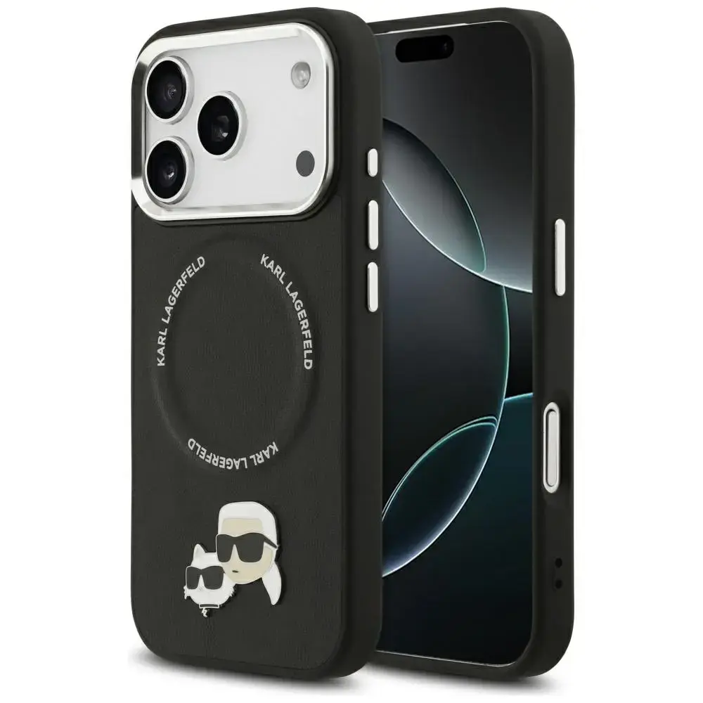 Karl Lagerfeld Karl & Choupette Pins MagSafe Case for iPhone 17 Pro Black
