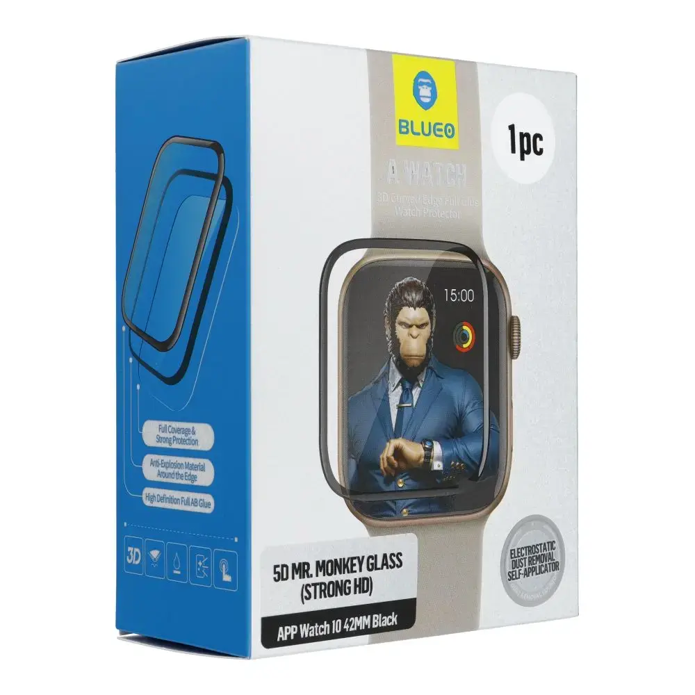 5D Mr. Monkey Glass - for Apple Watch 10/11 42MM black (Strong HD)