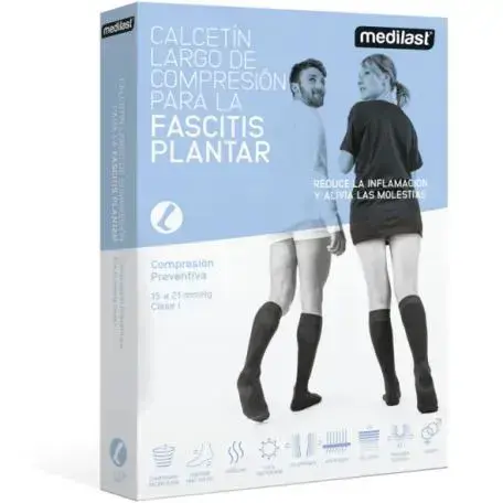 Calcetín Largo Fascitis Planta Negro Mediano Medilast