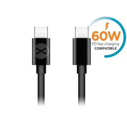 Forever datu pārraides un uzlādes vads | USB-C uz USB-C | 20W | 1m | melns