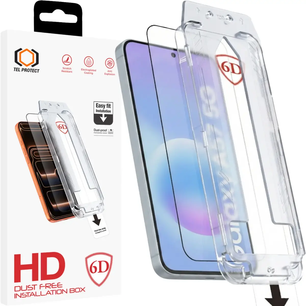 Tel Protect Dust-Free Easy Fit Full Glue 6D Tempered Glass for Samsung Galaxy A36/A37 5G black
