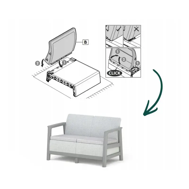 Dārza dīvāns divvietīgs Scandi Linea 2 Seater Sofa gaiši pelēks/tumša tērauda pelēks