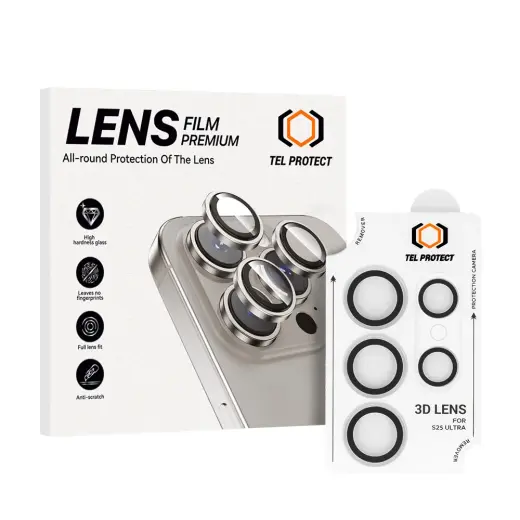 Tempered glass Tel Protect 3D Lens on camera for Samsung Galaxy S24 Ultra transparent (lens 5 pieces)