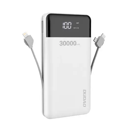 Dudao K1Max 30000mAh power bank with built-in cables white (K1Max-white)