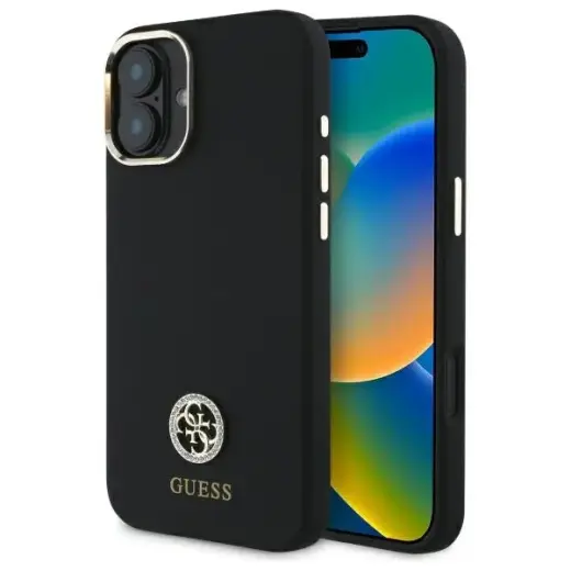 Guess GUHCP16SM4DGPK iPhone 16 6.1"       czarny|black hardcase Silicone Logo Strass 4G