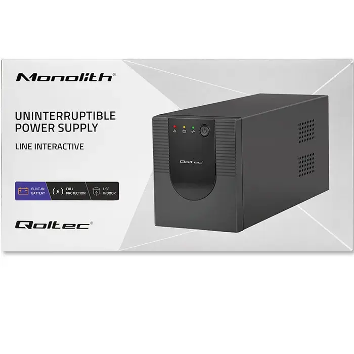 Qoltec Uninterruptible Power Supply UPS Line Interactive | Monolith | 2000VA | 1200W | USB | RJ45