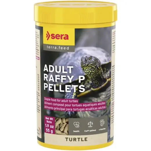 Pilnvērtīga barība ūdens bruņurupučiem - Sera Turtle Adult Raffy P Pellets, 250ml. 55 g