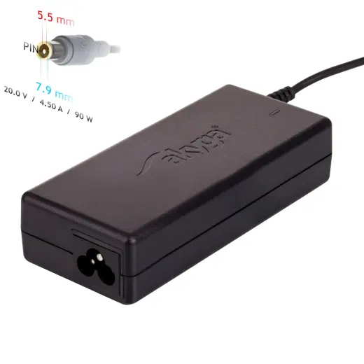 Notebook power supply Akyga AK-ND-18 20V | 4.5A 90W 7.9 x 5.5 mm + pin LENOVO 1.2m