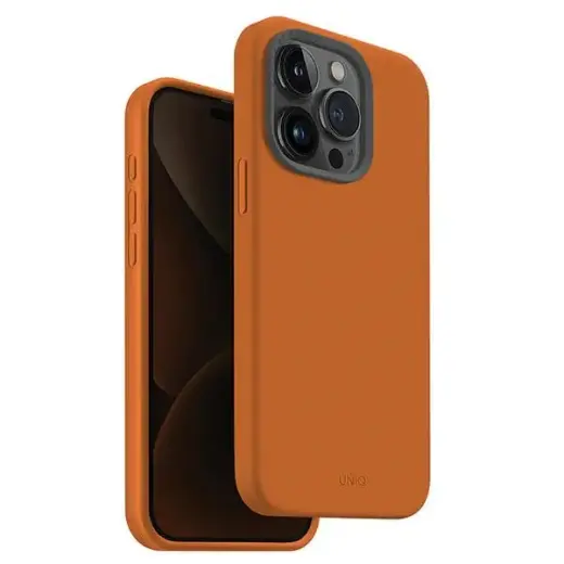 UNIQ Lino Hue telefona maciņš priekš iPhone 15 Pro saulrieta oranžs