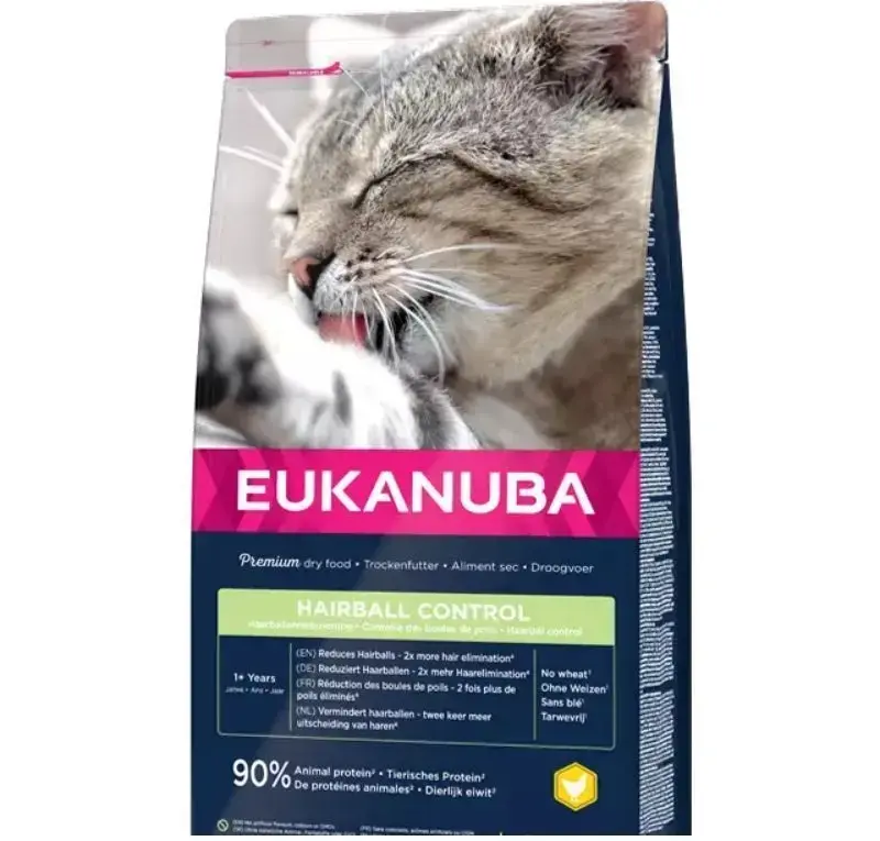 Sausā barība kaķiem - Eukanuba CAT Adult HAIRBALL CONTROL Chicken 10 kg