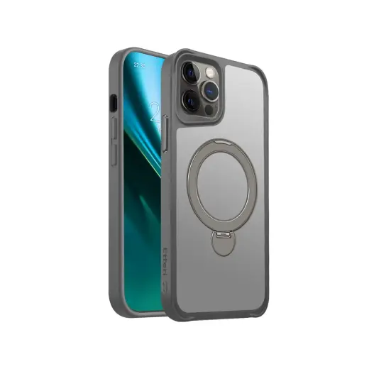 Etteri Matt Mag Ring maciņš ar statīvu un MagSafe atbalstu telefonam iPhone 12 | iPhone 12 Pro pelēks