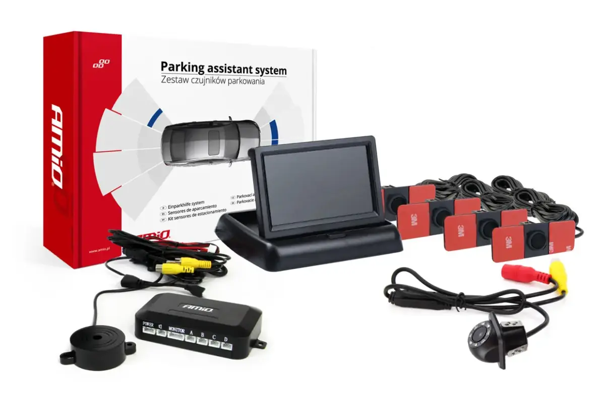 Parking assistant system TFT02 4,3" with HD-305-LED 4 sensors black inside mount