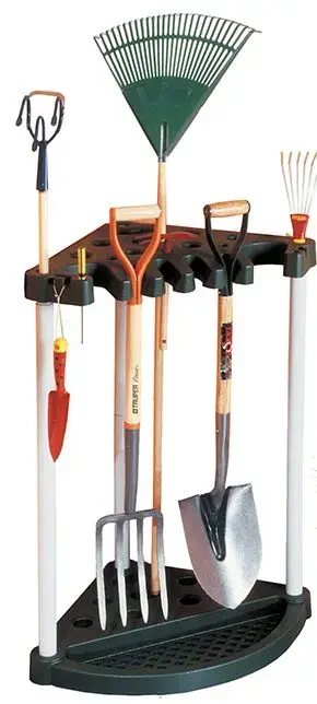 Dārza darbarīku turētājs stūra Corner Tool Rack melns