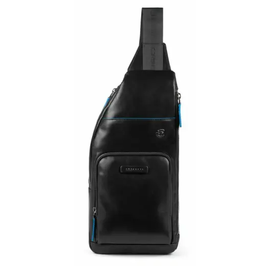 Piquadro, Monospalla, Leather, Leather Backpack, Black, Mono Sling, For Men, 18 x 36 x 6 cm