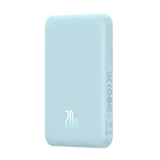 Baseus mini ārējais akumulators (powerbank) | 5000 mAh | 20W | USB-C, MagSafe | zils