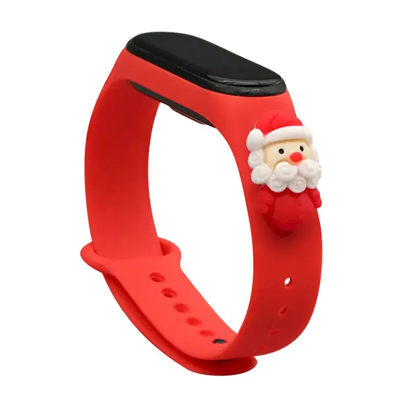 Fusion Xmas Santa 2 siksniņa pulkstenim Xiaomi Mi Band 3 | 4 sarkans