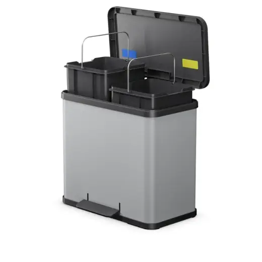 Мусорный контейнер с педалью Eco duo L / 2x14 л / светло-серый