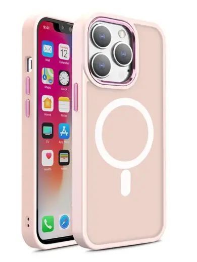 Magnetic Color Matte telefono dėklas iPhone 15 Pro Max rožinis
