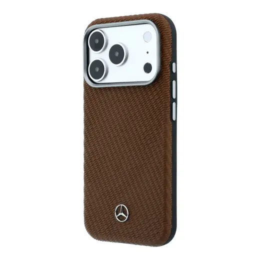 Mercedes PU Leather Semi Wrap чехол с поддержкой MagSafe для телефона iPhone 17 Pro Max бежевый