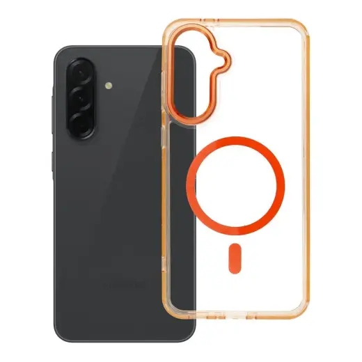 FRAME CLEAR HYBRID MAG phone case with MagSafe support for Samsung Galaxy A36 5G (A366) orange