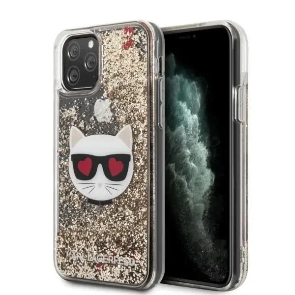 Karl Lagerfeld Choupette phone case for iPhone 11 Pro Max gold with with glitter