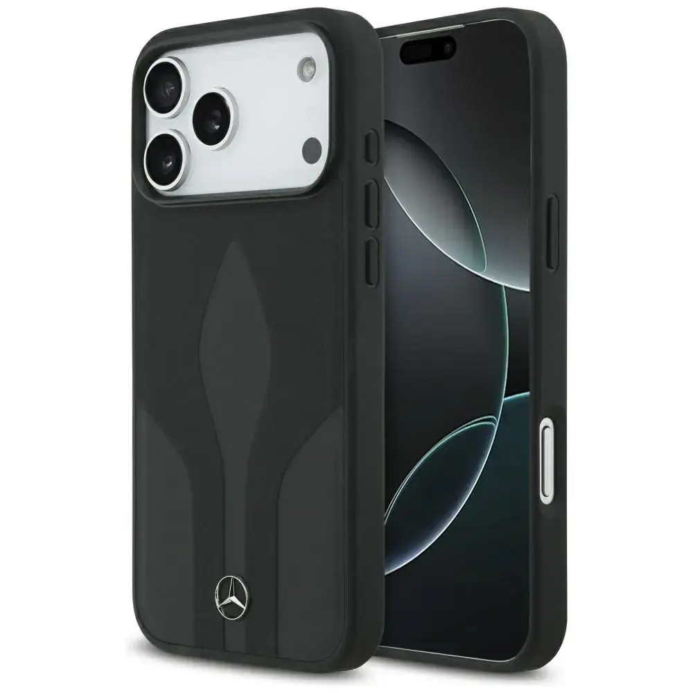 Mercedes Leather The Move maciņš ar MagSafe atbalstu telefonam iPhone 17 Pro Max melns
