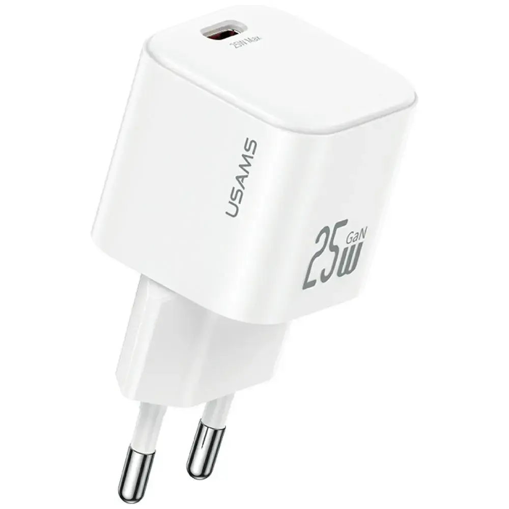 USAMS JC Series CC289 | 25W | GaN Mini Fast Charger | USB-C | ar USB-C vadu 1m komplektā balts