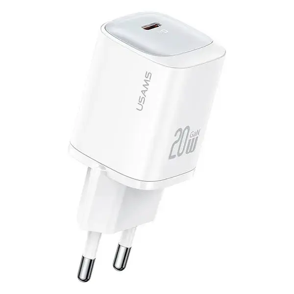 USAMS CC248 tīkla lādētājs | 20W | GaN | USB-C | balts
