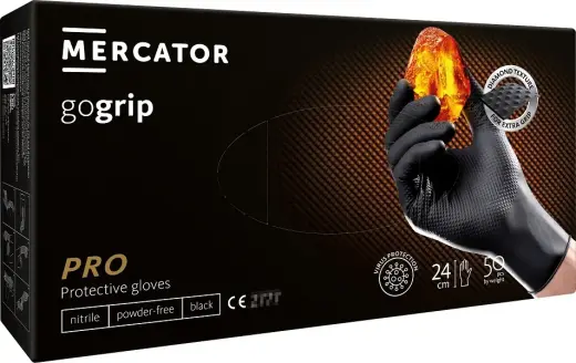 Nitrile gloves GoGrip  black size M, 50 pcs