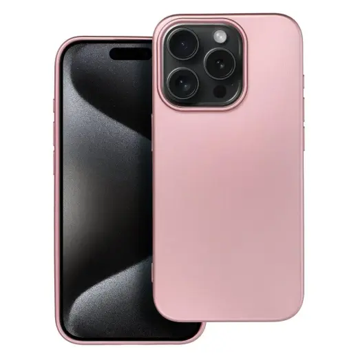 Metallic telefono dėklas iPhone 15 Pro rožinis