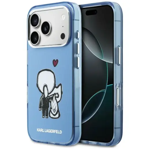 Karl Lagerfeld Karl & Choupette чехол с поддержкой MagSafe для телефона iPhone 17 Pro Max синий