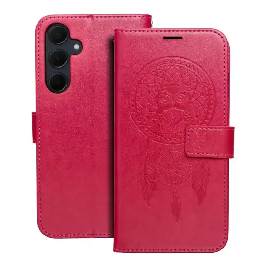 MEZZO dreamcatcher knyginio tipo telefono dėklas Samsung Galaxy A35 5G (A356) rožinis