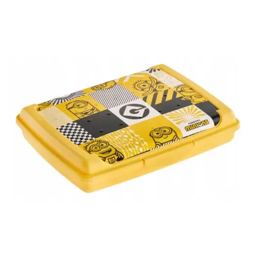 Pārtikas uzglabāšanas trauks deco-click-box mini 0,5L Carla  "Minions Mosaic" 17x13x3,5cm dzeltens