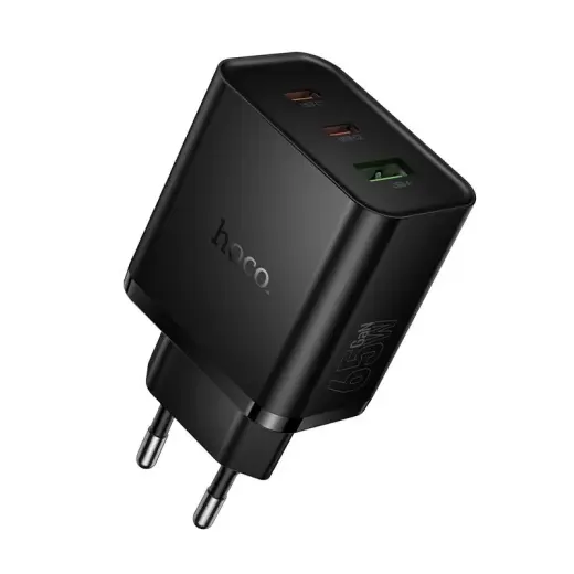 HOCO N75 travel charger | 65W | PD, QC | USB-C, USB-A | black