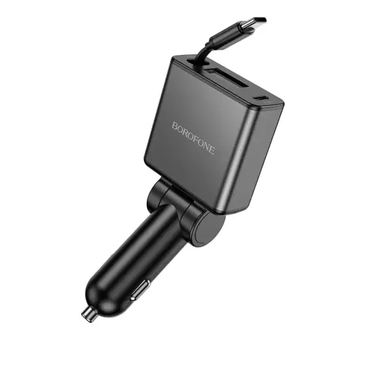 Borofone Car charger BZ33 Auspicious - Type C - PD 60W + retractable Type C cable black