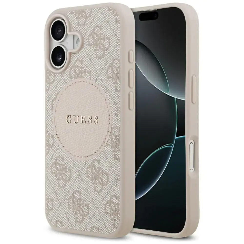 Guess 4G Circle Classic Logo maciņš ar MagSafe atbalstu telefonam iPhone 17 rozā