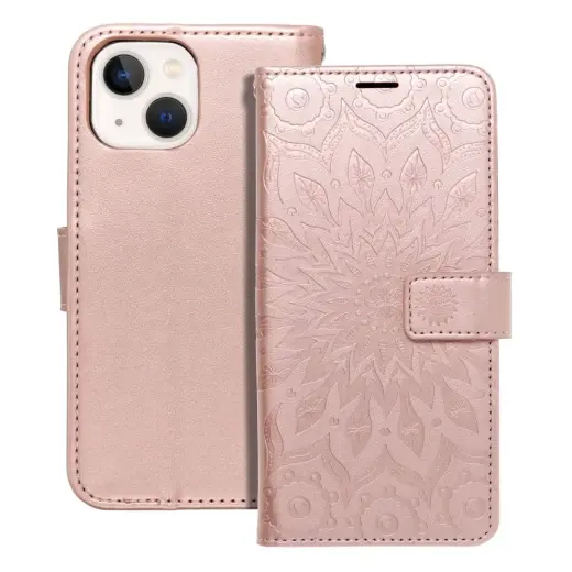 MEZZO mandala knyginio tipo telefono dėklas iPhone 13 Mini rožinis