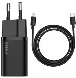 Baseus Super Si зарядное устройство | 20W | USB-C, Lightning | с проводом USB-C на Lightning в комплекте | черное