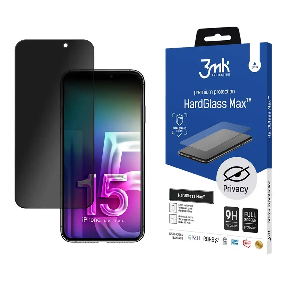 3mk HardGlass Max Privacy™ tempered glass for phone iPhone 15 Pro (privacy effect)